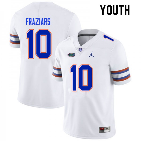 Youth #10 Ja'Quavion Fraziars Florida Gators College Football Jerseys White